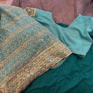 Teal Saree with petticoat